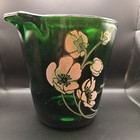 Perrier-jouet Champagne 7 3 4  Tall Green Glass Ice Bucket Enameled  Flowers
