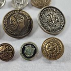 Antique Vintage Lot Of 22 Pressed Metal Buttons Emblems Crown Leaders Pls Read      