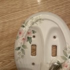 Vintage Oval Porcelain Double Light Switch Cover Floral Pink Flowers
