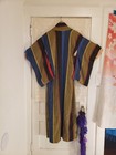 Vtg Silk Japanese Kimono Antique Striped Os As Is Robe Japan Yellow Blue Unisex
