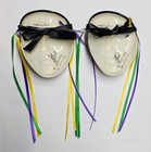 Pair Of Glam  fancy Faces  New Orleans Mardi Gras Hand Painted Ceramic Wall Mask
