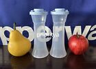 Tupperware Large Hourglass Salt And Pepper Shakers Set Light Blue Seal New