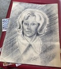 Vintage Charcoal Woman Sketch Signed Emillo Griffing Drawing Figure Study 1971