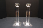 Waterford Crystal Metropolitan Art Deco Skyscraper 10  Candlestick Holders Pair