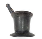Antique Cast Iron Mortar   Wooden Pestle Apothecary Pharmacy From Vermont Larp