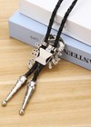 Rodeo Bolo Tie Western Cowboy Black Leather Necktie New Free Ship Scorpion B2484