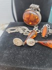 Baltic Amber Sterling Silver Jewelry Set Pendant Earrings Ring Necklace S1