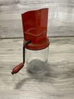 Antique Anchor Hocking Nut Grinder Chopper Red W Rose Decal Farmhouse Patina