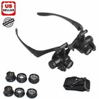 Double Eye Jewelry Watch Repair Magnifier Loupe Glasses With Led Light 8 Lens Us