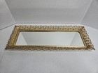 Vintage Vanity Tray Mirror Hollywood Regency Gold Filagree Large Rectangle 