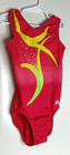 Gk Elite Cl Child Large Gymnastics Leotard Salmon Orange Neon Yellow Nylon
