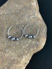 Native American Indian Navajo Sterling Silver Beads Hoop Earrings 03755