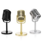 3 Pack Retro Microphone Prop  Vintage Microphone Model With Stand - Classic