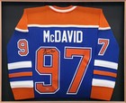 Oilers Connor Mcdavid Signed Framed Blue   Orange Jersey Uda Holo  bam256540