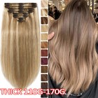 Thick 100  Remy Human Double Weft Clip In Real Hair Extensions Full Head Wavy Us