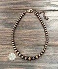 Big Graduated Copper Navajo Bead Necklace 16 Inch To 21 Inch Handmade Jewelry