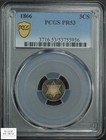 1866 Proof Three Cent Silver Piece 3cs Pcgs Pr 53  rainbow Toned  