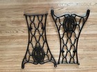 Vtg Singer Sewing Machine Cast Iron Pair Treadle Base Legs Side Table Industrial