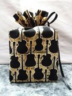 Guitars Musical Silhouette Gold Cotton Fabric Handmade Square Tissue Box Cover