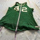 Vtg Wilson Basketball Jersey Green Durene Cotton  42 Men   s 40 Patch   Distress