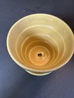 Vintage Mccoy Pottery Flower Pot Yellow Basket Weave Attached Saucer