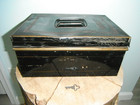 Antique Metal Cash Box Chest 1880-1920 s W  Working Lock   Key 