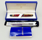 Waterman Phileas Red black Marble   Gold Trim Rollerball Pen   Box  Manual  Ink