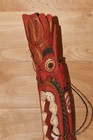 Hand Carved Tribal Wooden Mask Drum     Papua New Guinea   Oceanic  23    Tall