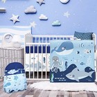  4 Pieces Baby Crib Bedding Set  Nursery Bedding Standard Size Soft Baby Whale