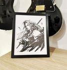 Hand Drawn  not A Print  Final Fantasy Sephiroth Framed Pen And Ink Art Drawing