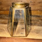 Set O4 Mcm Brass Beveled Clear Glass 5  Hexagon Lamp Shade Light Fixture Globe