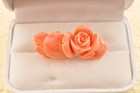 Vintage Hand Craft  Carved Pink Coral  rose   With Certificate  total 36 0ct  