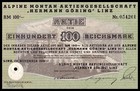 1939 Linz  Austria  Alpine Montan Aktiengesellschaft   hermann G  ring  - 100 Rm