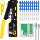 Rj45 Crimp Tool Kit Ethernet Pass Through Crimper Network Cat5 Cat6 Cat7
