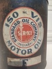 Vintage Standard Oil Company Of Indiana F Iso-vis Motor Oil Can 5 Gallon Round 