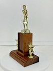 Vintage Female Bowling Trophy Wood Base - No Plate -