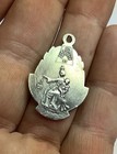 Vintage Sterling Silver Religious Medal Pendant St  Christopher Protect Us Jesus