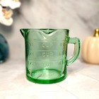 Green Depression Style Glass Measuring Cup   Vintage  Kitchenware  Kitchen Decor