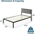 Zinus Korey Metal Platform Bed Frame With Upholstered Headboard Queen Wood Slat