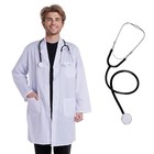 Scientist Doctor Costume Lab Coat Women Men Halloween White Long Flat X-large