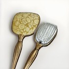 Vintage Dresser Vanity Set Mirror And Brush Gold Tone Floral Design