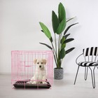 Pink Folding Metal Dog Crate Portable Durable Secure Pet Kennel Cage Indoor Use