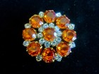 Magnificent Czech Vintage Style Glass Rhinestone Button    Crystal Clear   Amber
