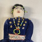 Vintage 1960s Handmade Navajo Doll Velvet Dress Beads Native American Indian