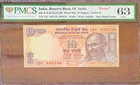 Mismatching Serial Numbers - 10 Rs - India - Unc - Error - Graded 63