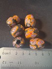6 Millefiori Glass Trade Beads - Handmade Indian Rare 20x15mm Orange  b1328 