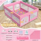 Large Baby Playpen With Mat - Soft Mesh Safety Yard For Toddlers  Pink