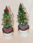Primitives By Kathy 2 Lighted Snowman Tree Figurine Christmas Retro Decor As Is