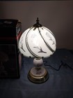 White Glass Floral 3 Light Levels Touch On Lamp  Brass Gold Look Finish  New  