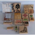  Lot Of 34 Stampin Up   Unbranded Rubber Wood Mounted New   Used Stamps 